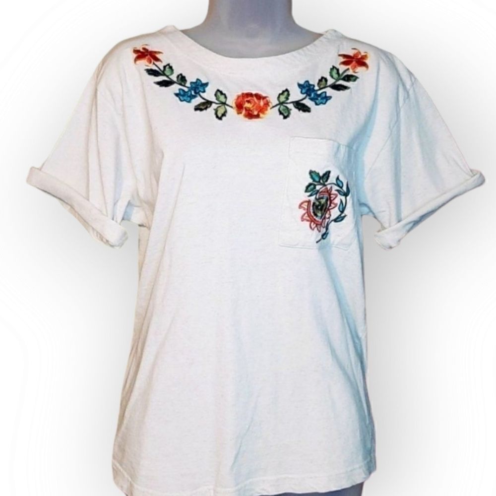 Russ Vintage Floral Boho Embroidered Top sz M